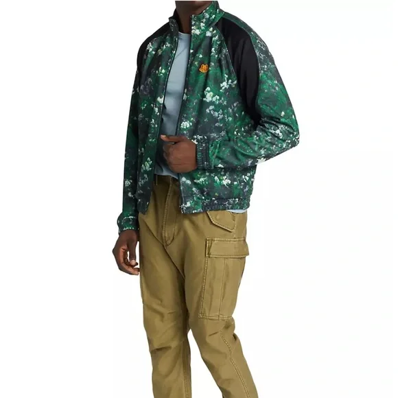 Kenzo abstract green Printed Polyester-Blend Track Jacket Queen Latifah large